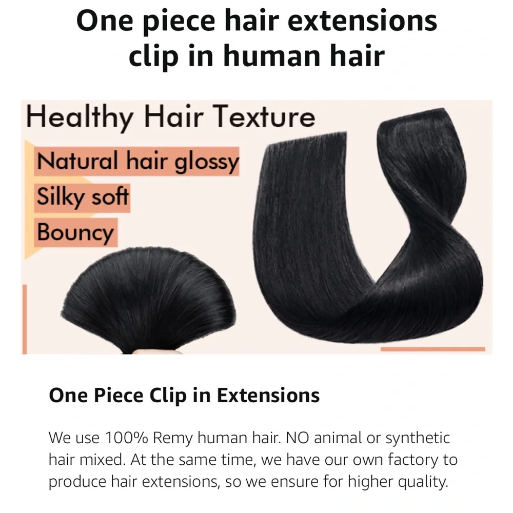 S-noilite Clip-In 100% Real Remy Human Hair Extensions One Piece Weft Clip Brown - Picture 8 of 10